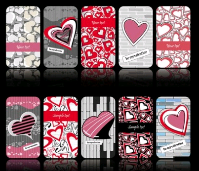 romantic heartshaped pattern cards Illustration vector