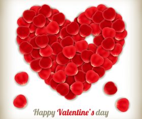 rose petal heart valentine day card template vector