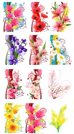 several flowers free vector design