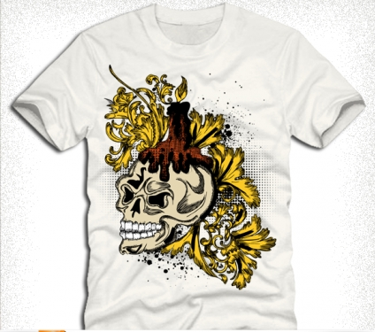 skull and floral tshirt design Free vector design