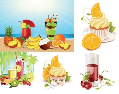 summer drinks ice cream vector