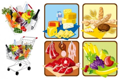 supermarket shopping theme vector material