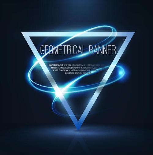 triangle with shining swirl and blue background vector 06