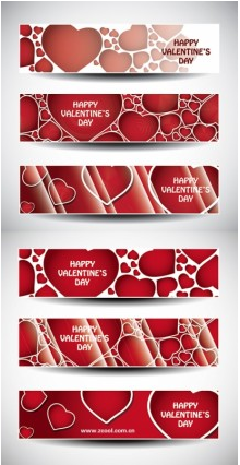 valentine day banner heart set vector