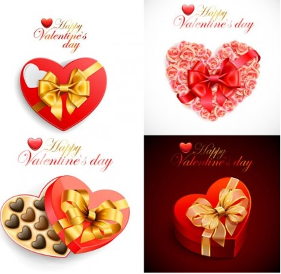 valentine day heartshaped gift box vectors