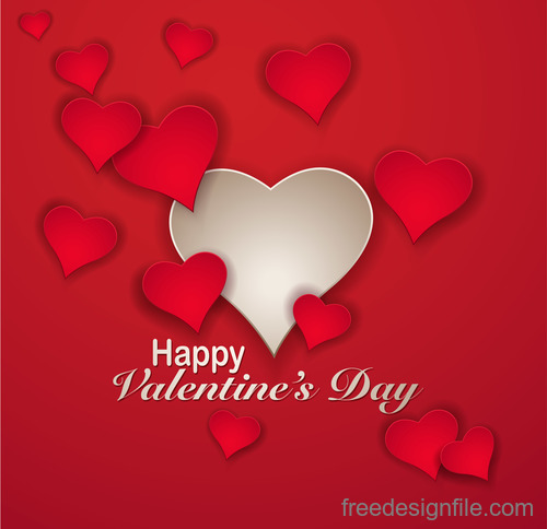 valentines greeting card red template vector