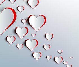 white heart with red background vector material 01