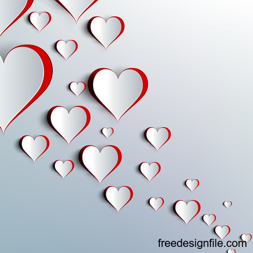 white heart with red background vector material 01
