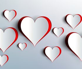 white heart with red background vector material 03