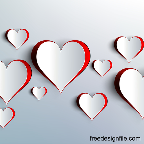 white heart with red background vector material 03