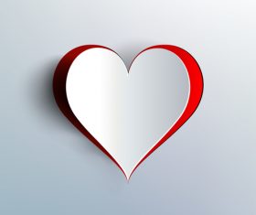 white heart with red background vector material 04