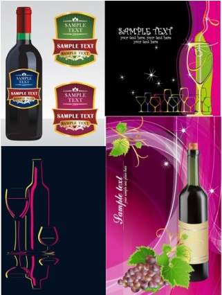 wine bottles paste banner vector