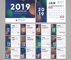 2019 calendar template abstract vector