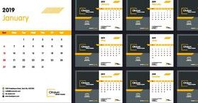 2019 company calendar template with blurs background vector