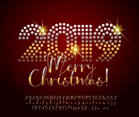 2019 new year Inscription alphabet vector set 02