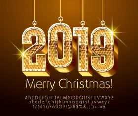 2019 new year Inscription alphabet vector set 03