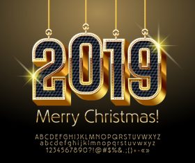 2019 new year Inscription alphabet vector set 04