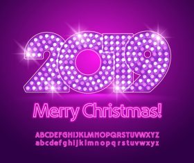 2019 new year Inscription alphabet vector set 09