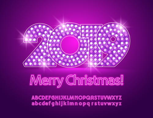 2019 new year Inscription alphabet vector set 09