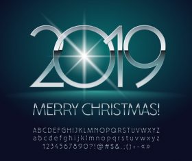 2019 new year Inscription alphabet vector set 10