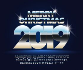 2019 new year Inscription alphabet vector set 11