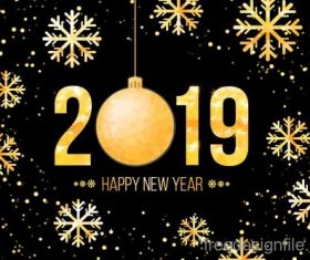 2019 new year background with golden snowflake vector