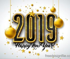 2019 new year background with neon design vectors