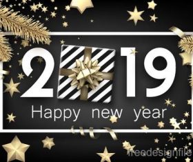 2019 new year design with gift boxs and black background vector