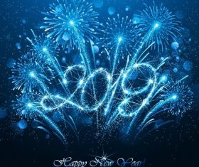 2019 new year firwork beautiful background vector