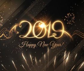 2019 new year firwork with golden vector