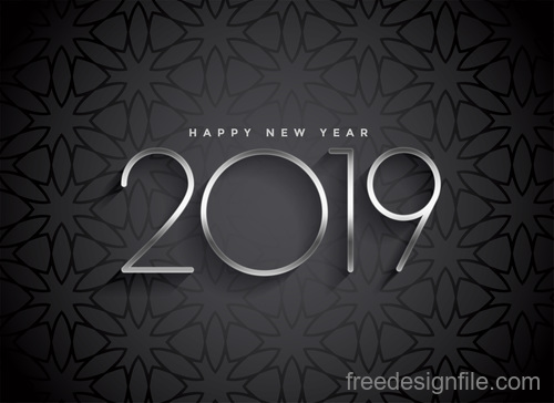 2019 new year with floral background vector