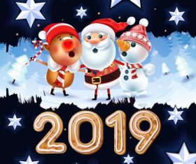 2019 new year with winter snow background vector