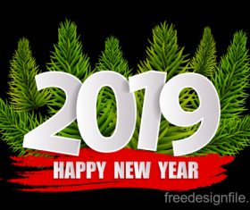 2019 sign with fir branch vector