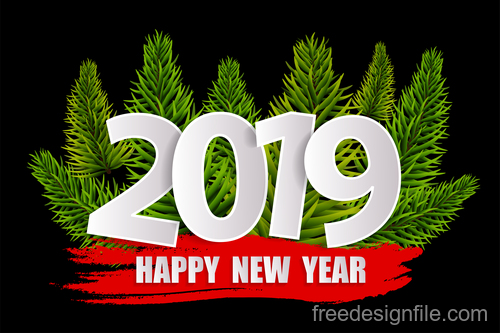2019 sign with fir branch vector