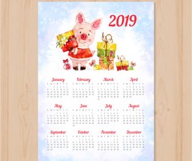 2019 year of the pig calendar vectors