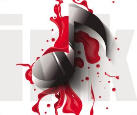 3D musical note with red paint vector