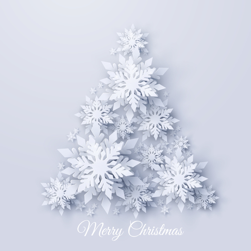3D snowflake christmas tree vector