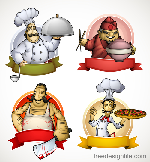 4 Kind chef labels vector