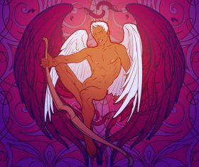 Angel and demon mural template vector 01