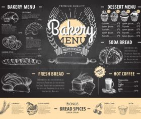 Bakery menu template with blackboard vectors 01