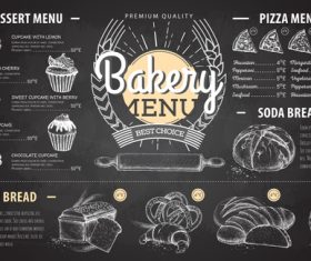 Bakery menu template with blackboard vectors 03