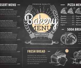 Bakery menu template with blackboard vectors 04