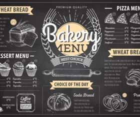 Bakery menu template with blackboard vectors 05