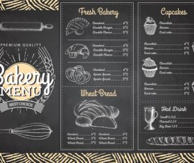 Bakery menu template with blackboard vectors 06