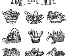 Bakey banner with bread hand drawn vector 01