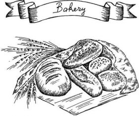 Bakey banner with bread hand drawn vector 02