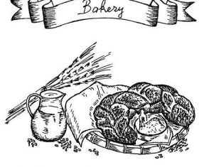Bakey banner with bread hand drawn vector 03