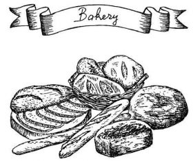 Bakey banner with bread hand drawn vector 04