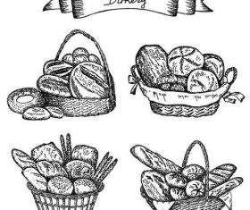 Bakey banner with bread hand drawn vector 05