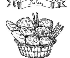 Bakey banner with bread hand drawn vector 06